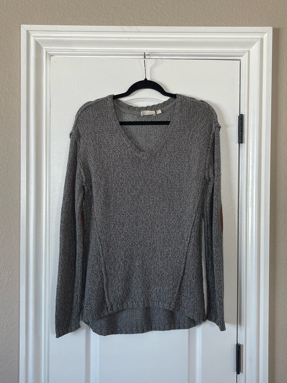 Retrod Marled Knit Sweater with Brown Elbow Patches size Medium